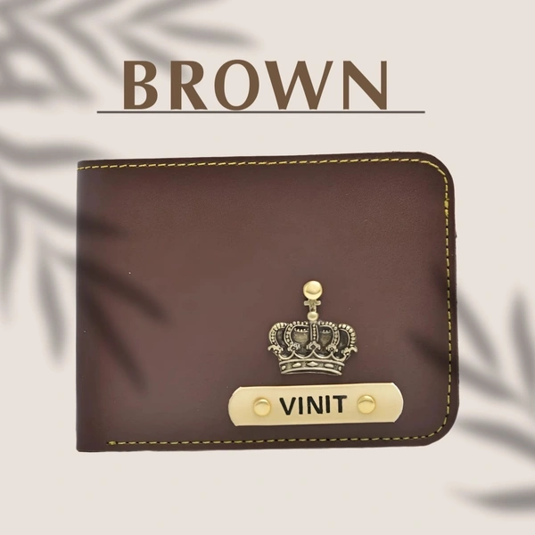 Men's Personalized Wallet I Customized Slim Stylish Leather Purse with Name & Charm I Unique Birthday Anniversary Gift for Men Boy Love Husband Employees Clients  - Brown