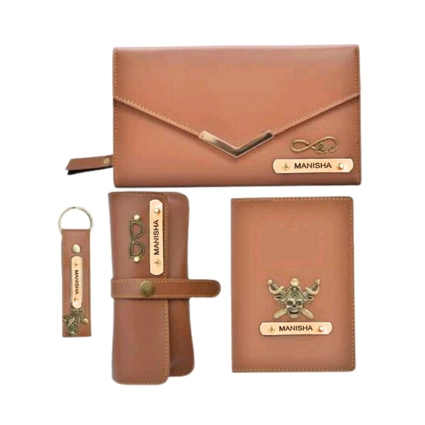 Personalized Complete Leather Combo For Women's - Tan