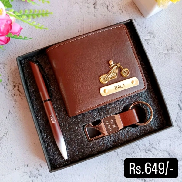 3 In 1 Nexon Wallet + Pen + Hook Keychain Combo BROWN Color 