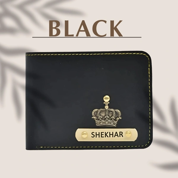 Men's Personalized Wallet I Customized Slim Stylish Leather Purse with Name & Charm I Unique Birthday Anniversary Gift for Men Boy Love Husband Employees Clients  - Black
