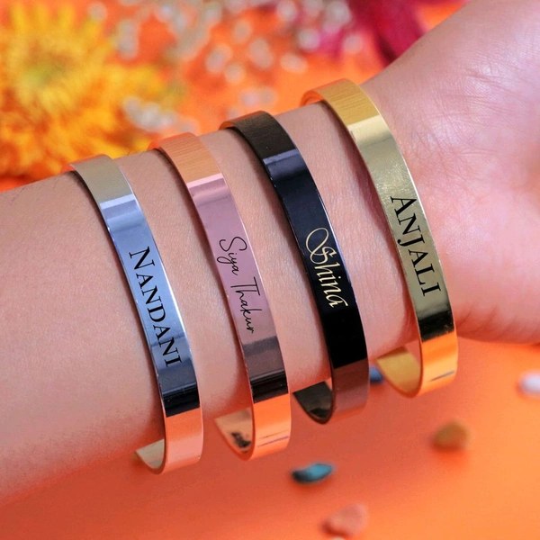 Customized / Personalized Stylish Kada Bracelets  - SILVER
