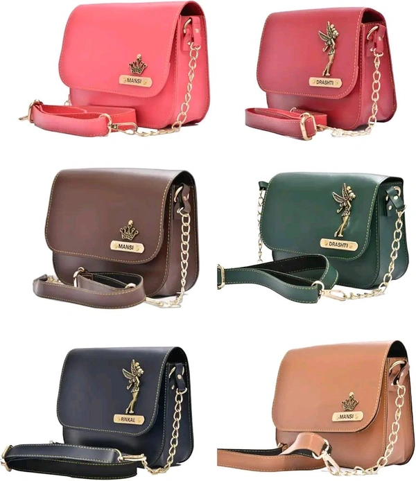  Customized Leather Ladies Sling Bag with Name Engrave | Personalized Women Hand Bag, Hand Purse , Shoulder Bag  - Brown