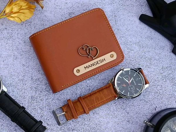  Wallet 1.0 + Wrist watch Combo - Tan