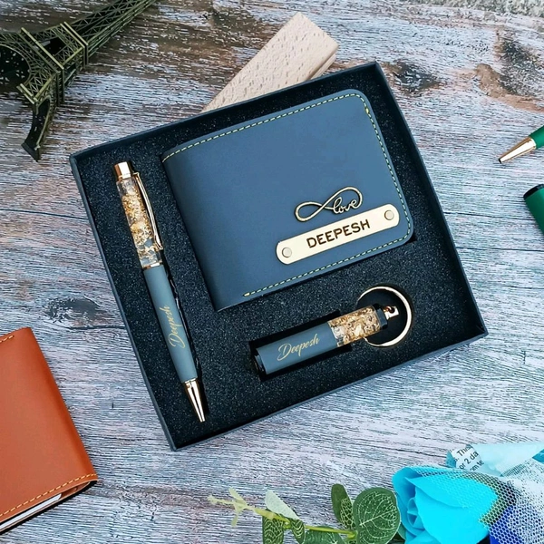 WALLET +KEYCHAIN +PEN COMBO - Gray
