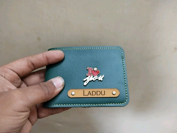 Men's Personalized Wallet OLIVE GREEN COLOR ,  Customized Slim Stylish Leather Purse with Name & Charm , Unique Birthday Anniversary Gift for Men Boy Love Husband Employees Clients  - OLIVE GREEN