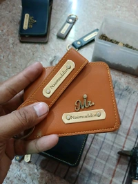 Customized Wallet and Keychain Combo for Men | Personalized Wallet Keychain Set with Name Printed | Leather Name Wallet Keychain for Men | Customized Gifts for Men with Name & Charm -TAN