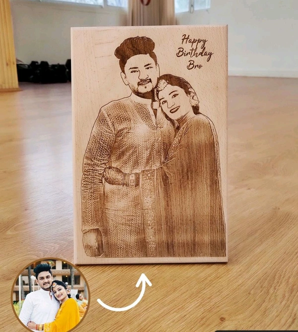 Personalized 'Happy Birthday' gift Engraved Wooden Photo Plaque (8 x 6 inches,)