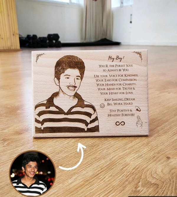 Personalized 'Happy Birthday' gift Engraved Wooden Photo Plaque (8 x 6 inches,)