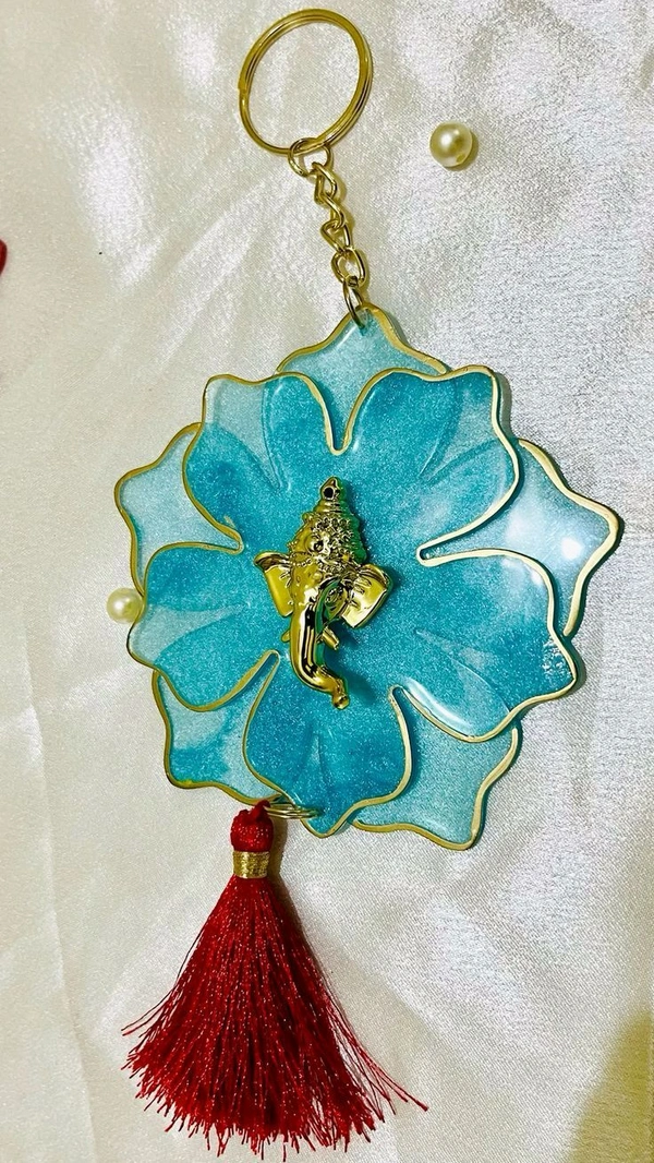 Divine Resin Flower Car Hanging with Lord Ganesha 🐘✨
