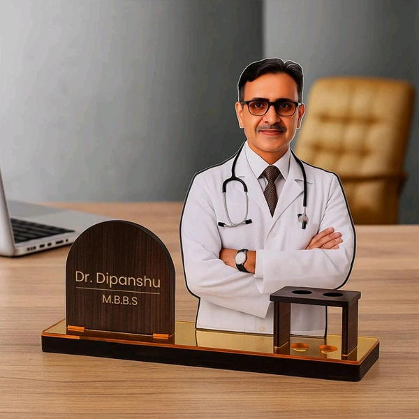 Personalized Doctor Table Nameplate with Custom Photo & Name.

