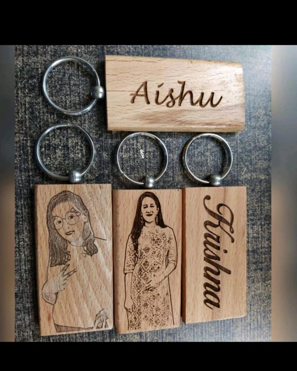 Costmize WOODEN Sketch Photo Keychain 