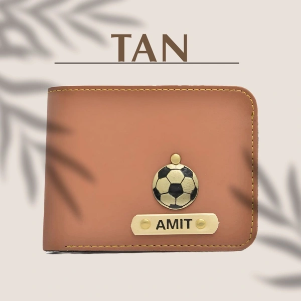 Men's Personalized Wallet I Customized Slim Stylish Leather Purse with Name & Charm I Unique Birthday Anniversary Gift for Men Boy Love Husband Employees Clients  - TAN