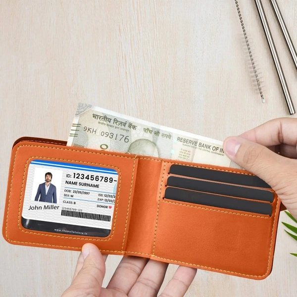 Men's Personalized Wallet I Customized Slim Stylish Leather Purse with Name & Charm I Unique Birthday Anniversary Gift for Men Boy Love Husband Employees Clients  - Gray