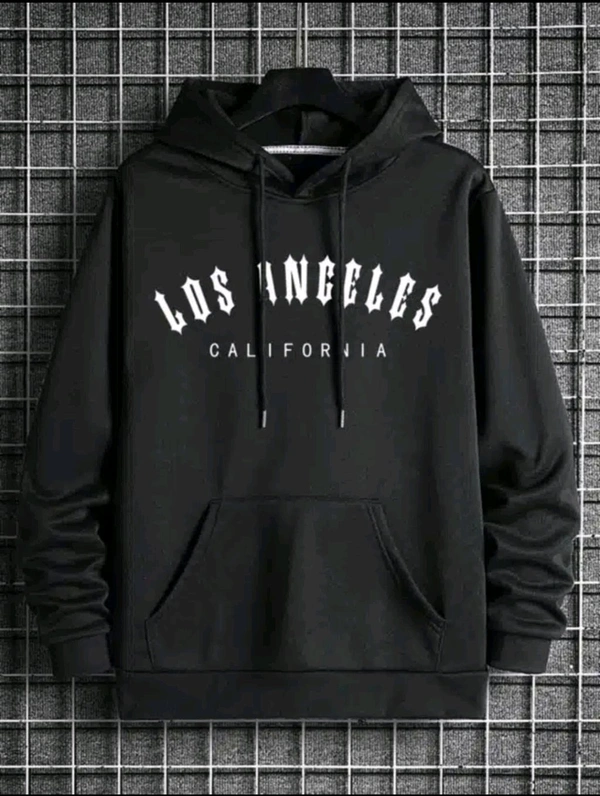 Full Sleeves Printed Hoodie for Men - Black, M