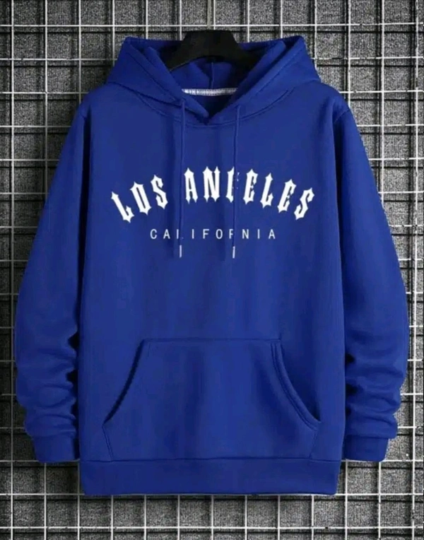 Full Sleeves Printed Hoodie for Men - Blue, M