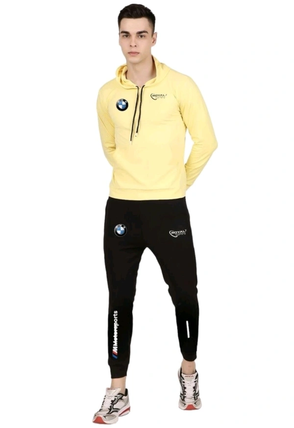 Lycra Printed Tracksuit for Men - Yellow and black, M