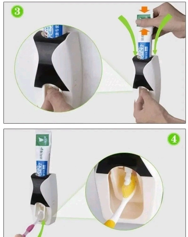 Unique Gadget ABS Plastic AutomaticToothpaste Dispenser with WallMounted Toothbrush Holder