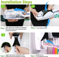 Unique Gadget ABS Plastic AutomaticToothpaste Dispenser with WallMounted Toothbrush Holder