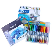 DOMS 14 Shades Brush Pen Box Pack | Super Soft Tip With Brilliant Colors | Water Based Ink Which Gives Water Color Effect | Pack Of 1, Multicolor