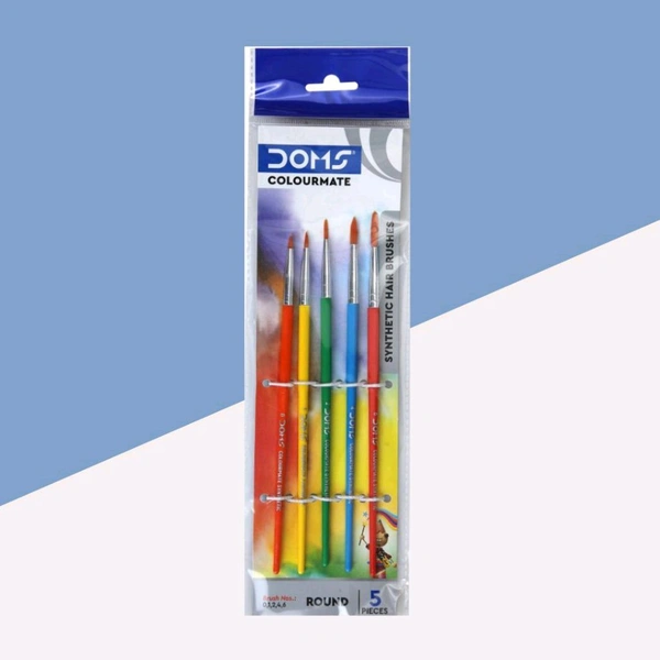 DOMS   Round Brush Set (0, 1, 2, 4, 6)Ideal for fine details and smooth strokes in watercolor, acrylic, and poster colors.