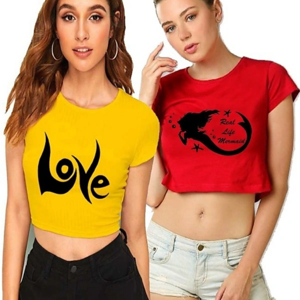 Combo T-shirts Set Of 2 - Yellow,Red 