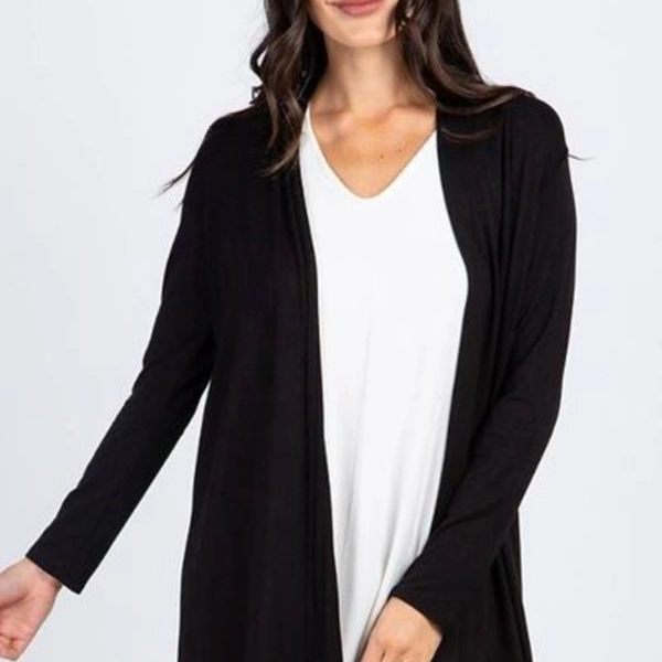 COTTON LONG SHRUGS - Black