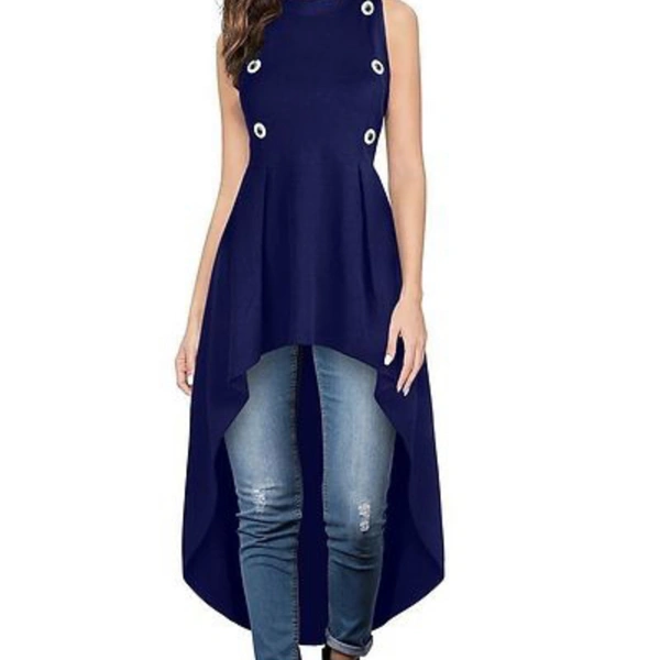Women Polycotton Knee Length A-Line Dress - blue 