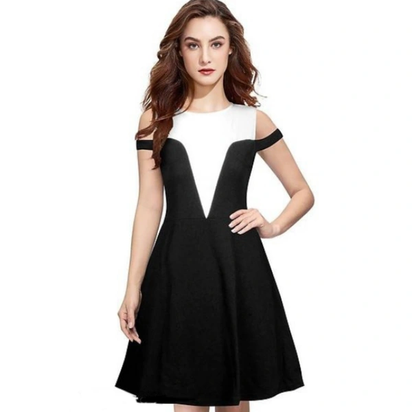 Women Polycotton Knee Length A-Line Dress - Black