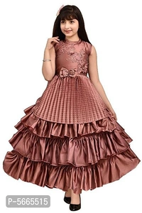 Girl's Stylish Silk Blend Frock Dresses - gray 