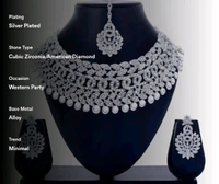 Rhodium Plated Jewellery Set White Austrian Diamond - Free Size