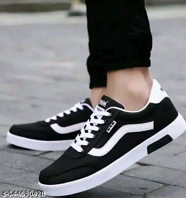 Walfos Canvas Black Casual Shoes For Men - Black, IND-7
