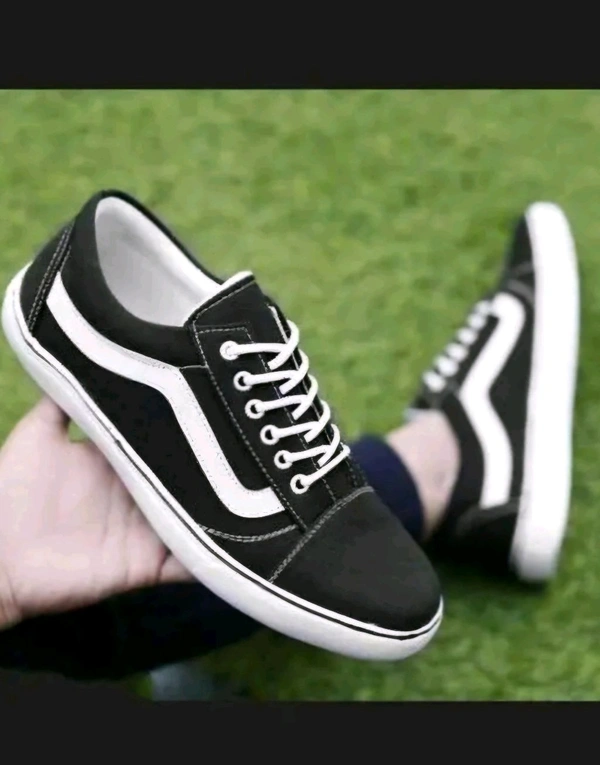 Walfos Canvas Black Casual Shoes For Men - Black, IND-7