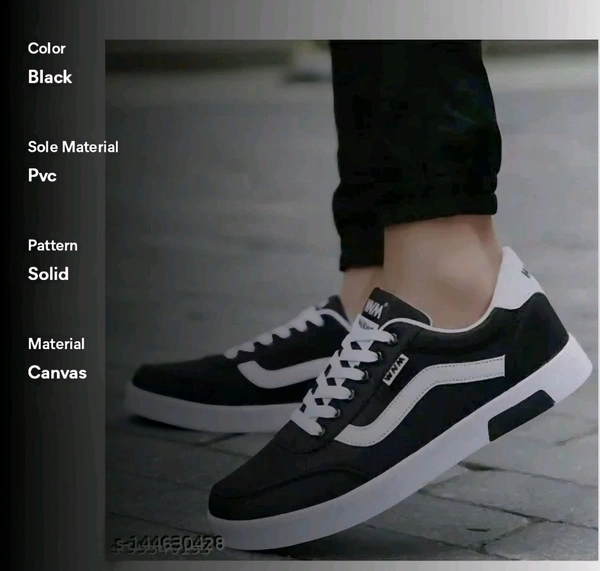 Walfos Canvas Black Casual Shoes For Men - Black, IND-7
