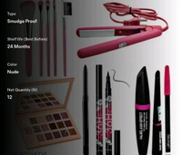 CLASSY MAKEUP COMBO OF EYE SHADOW MAKEUP KIT+3 IN 1+5 PCS BRUSH SET+MINI HAIR STRAIGHTENER+36H& KAJAL - Free Size