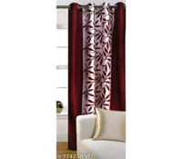  Floral Print Semi transparent Polyester Grommet  For Window/Door/Long Door Curtain Living Room/office/bedroom/Hotel & Restaurant (Set of 1 piece)  - Japanese Laurel