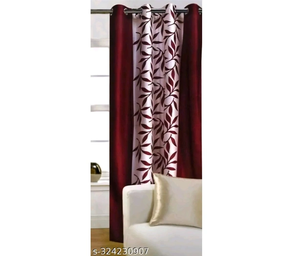  Floral Print Semi transparent Polyester Grommet  For Window/Door/Long Door Curtain Living Room/office/bedroom/Hotel & Restaurant (Set of 1 piece)  - Japanese Laurel