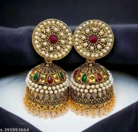 Antique Designer Oxidized  Rajwadi Jhumka Earrings  for beautiful girls & women - Free Size