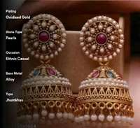 Antique Designer Oxidized  Rajwadi Jhumka Earrings  for beautiful girls & women - Free Size