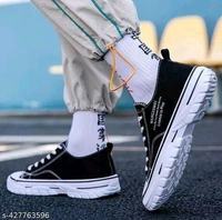 Trendy Men Colourblocked Lace Up Sneakers Shoes  - Black, IND-10