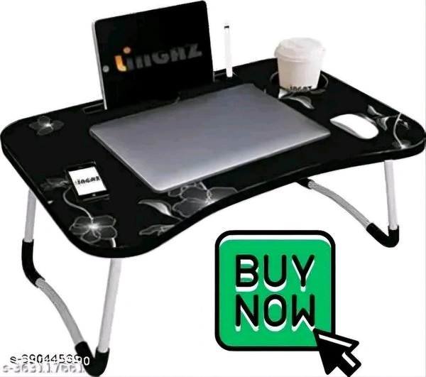 Addax Study Table/Bed Table/Foldable and Portable Wooden/Writing Desk for Office/Home/School - Black