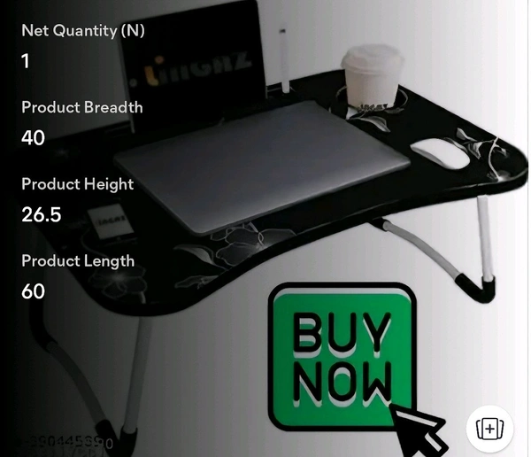 Addax Study Table/Bed Table/Foldable and Portable Wooden/Writing Desk for Office/Home/School - Black