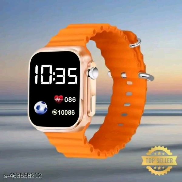 Kid's Digital Smart Led Watch For Boys & Girls Playful Kids' Watch – Adjustable Strap and Fun Designs for Little Ones, Durable Kids' Watch with Digital Display – Perfect for Active Children - Web Orange