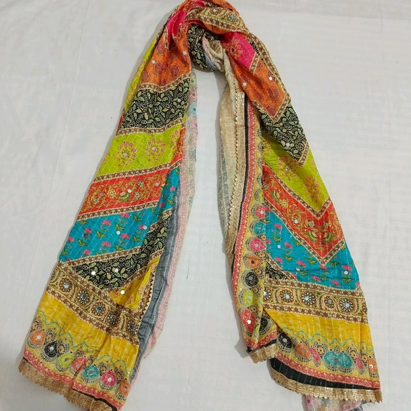 Twokart Cotton Silk Graphic Print Women Dupatta (Multicolor, 2.25) Pack Of 1 , D30