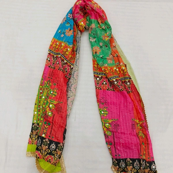 Twokart Cotton Silk Graphic Print Women Dupatta (Multicolor, 2.25) Pack Of 1 , D32