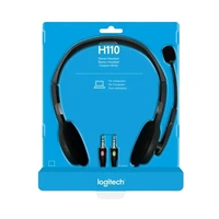 Logitech H110 Wired Dual 3.5mm Stereo Headset - Black
