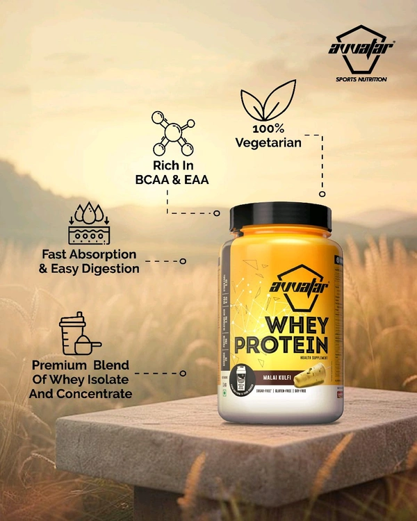 Avvatar Whey Protein 1 Kg | Malai Kulfi Flavour