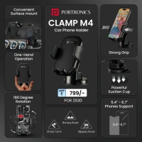 Portronics PORTRONICS CLAMP M4 UNIVERAL MOBILE HOLDER - Black