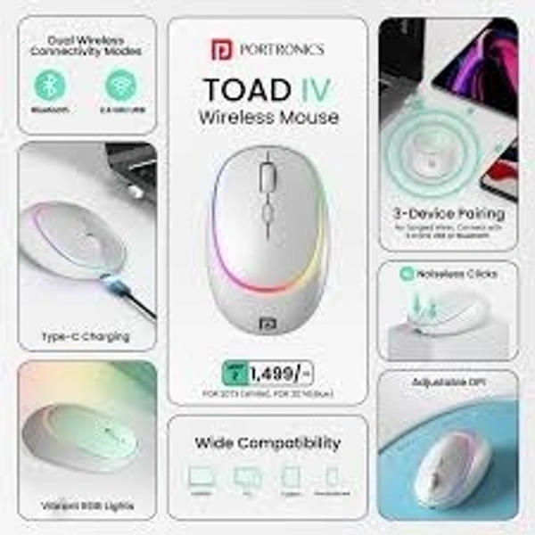 PORTRONICS TOAD IV WIRLESS MOUSE - White