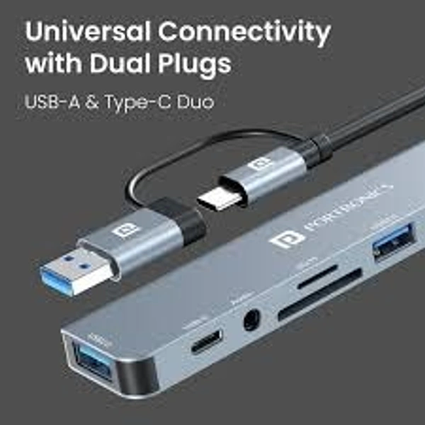 PORTRONICS MPORT 8 PLUS ( 8 -IN 1 USB - C HUB ) - Gray