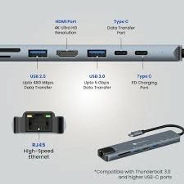 PORTRONICS MPORT 8 ( 8 -IN -1USB - C HUB ) - Gray